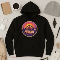 Phoenix Basketball Retro Logo Pixel Sunset Hoodie thumb 3