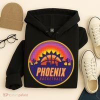 Phoenix Basketball Retro Logo Pixel Sunset Hoodie thumb 4