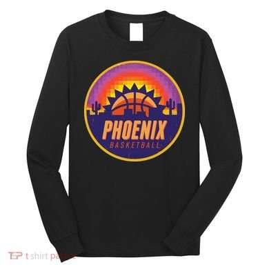 Phoenix Basketball Retro Logo Pixel Sunset Long Sleeve Shirt