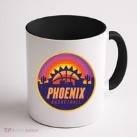 Phoenix Basketball Retro Logo Pixel Sunset Coffee Mug thumb 1