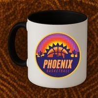 Phoenix Basketball Retro Logo Pixel Sunset Coffee Mug thumb 2