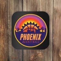 Phoenix Basketball Retro Logo Pixel Sunset Coaster thumb 0