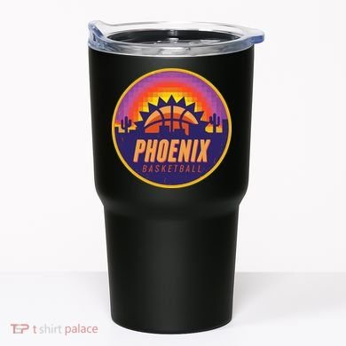 Phoenix Basketball Retro Logo Pixel Sunset Tumbler