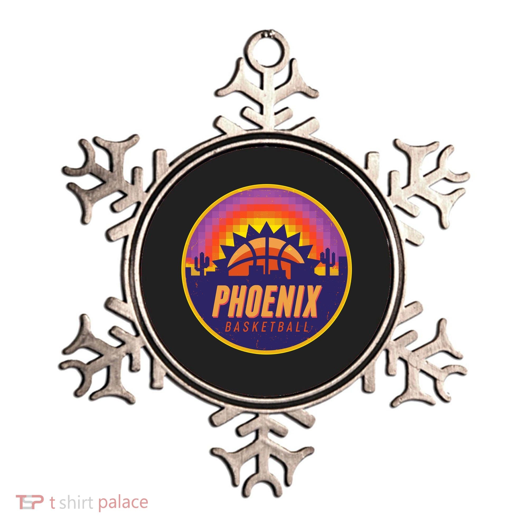 Phoenix Basketball Retro Logo Pixel Sunset Ornament