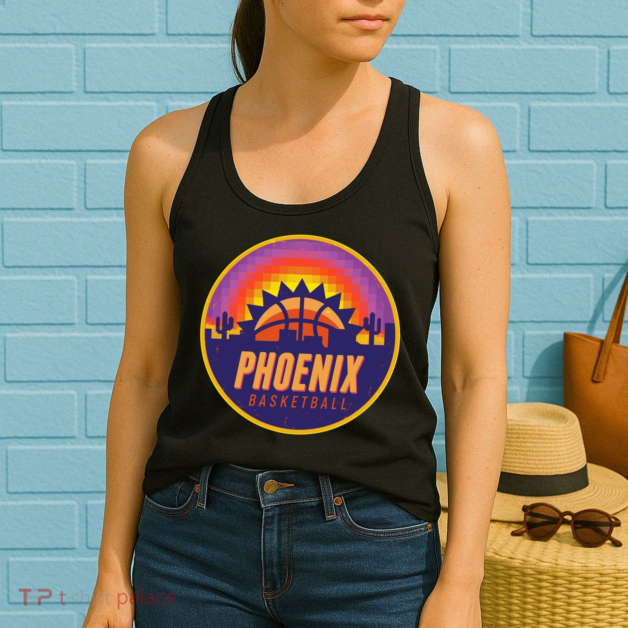 Phoenix Basketball Retro Logo Pixel Sunset Women's Tank Top