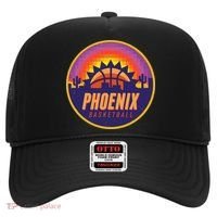 Phoenix Basketball Retro Logo Pixel Sunset Hat thumb 0