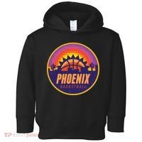Phoenix Basketball Retro Logo Pixel Sunset Toddler Hoodie thumb 0