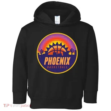 Phoenix Basketball Retro Logo Pixel Sunset Toddler Hoodie