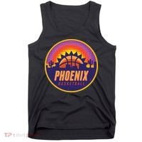 Phoenix Basketball Retro Logo Pixel Sunset Tank Top thumb 0
