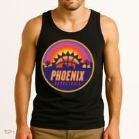 Phoenix Basketball Retro Logo Pixel Sunset Tank Top thumb 3