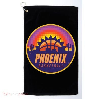 Phoenix Basketball Retro Logo Pixel Sunset Golf Towel