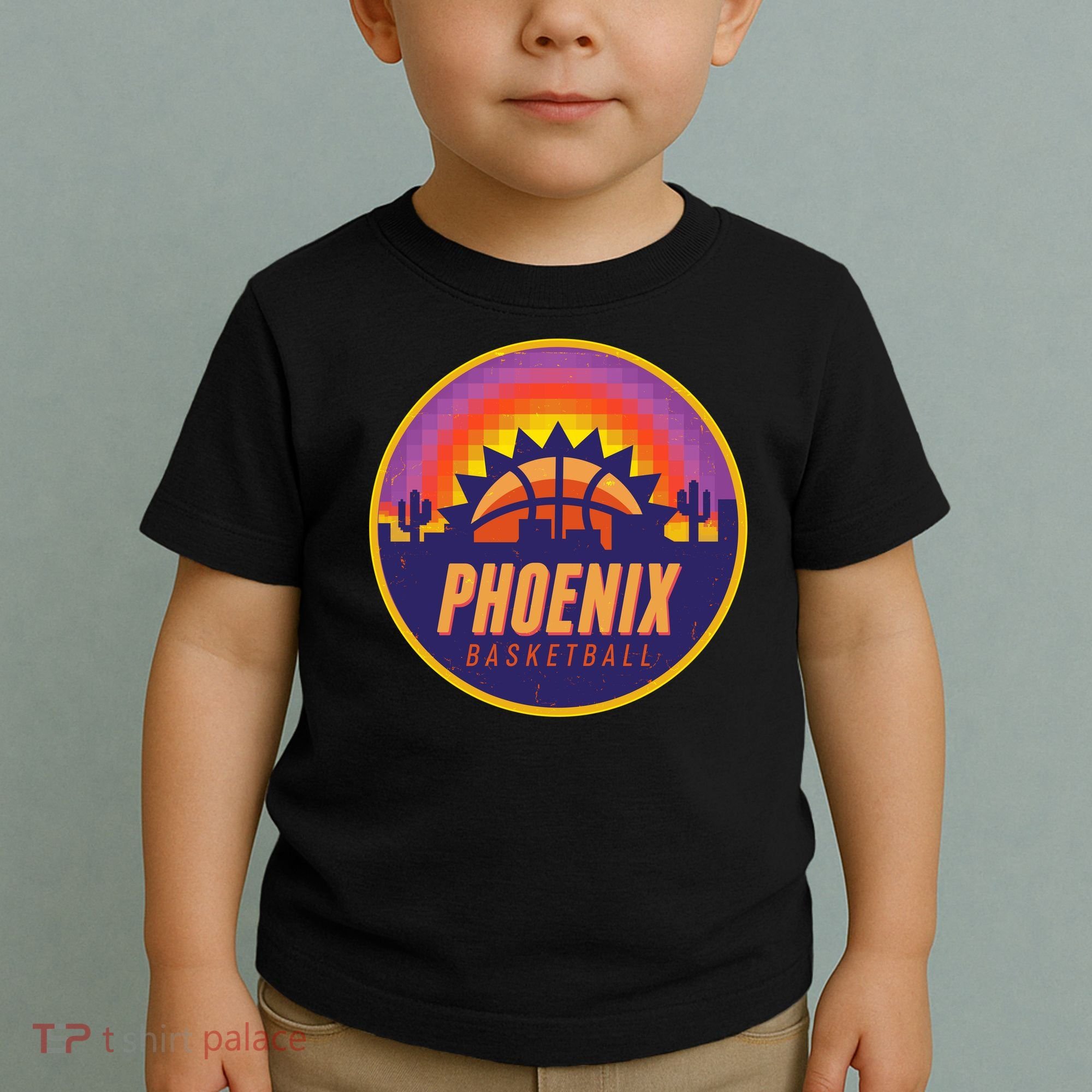 Phoenix Basketball Retro Logo Pixel Sunset Toddler T-Shirt