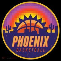 Phoenix Basketball Retro Logo Pixel Sunset Women's Long Sleeve Shirt thumb 2