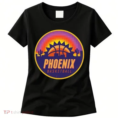 Phoenix Basketball Retro Logo Pixel Sunset Women's T-Shirt
