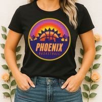 Phoenix Basketball Retro Logo Pixel Sunset Women's T-Shirt thumb 2