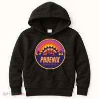 Phoenix Basketball Retro Logo Pixel Sunset Kids Hoodie thumb 0