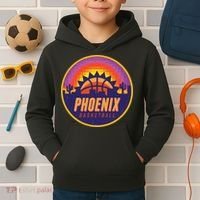 Phoenix Basketball Retro Logo Pixel Sunset Kids Hoodie thumb 2