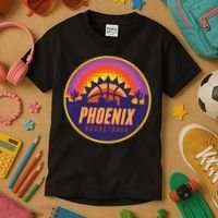 Phoenix Basketball Retro Logo Pixel Sunset Kids T-Shirt thumb 3