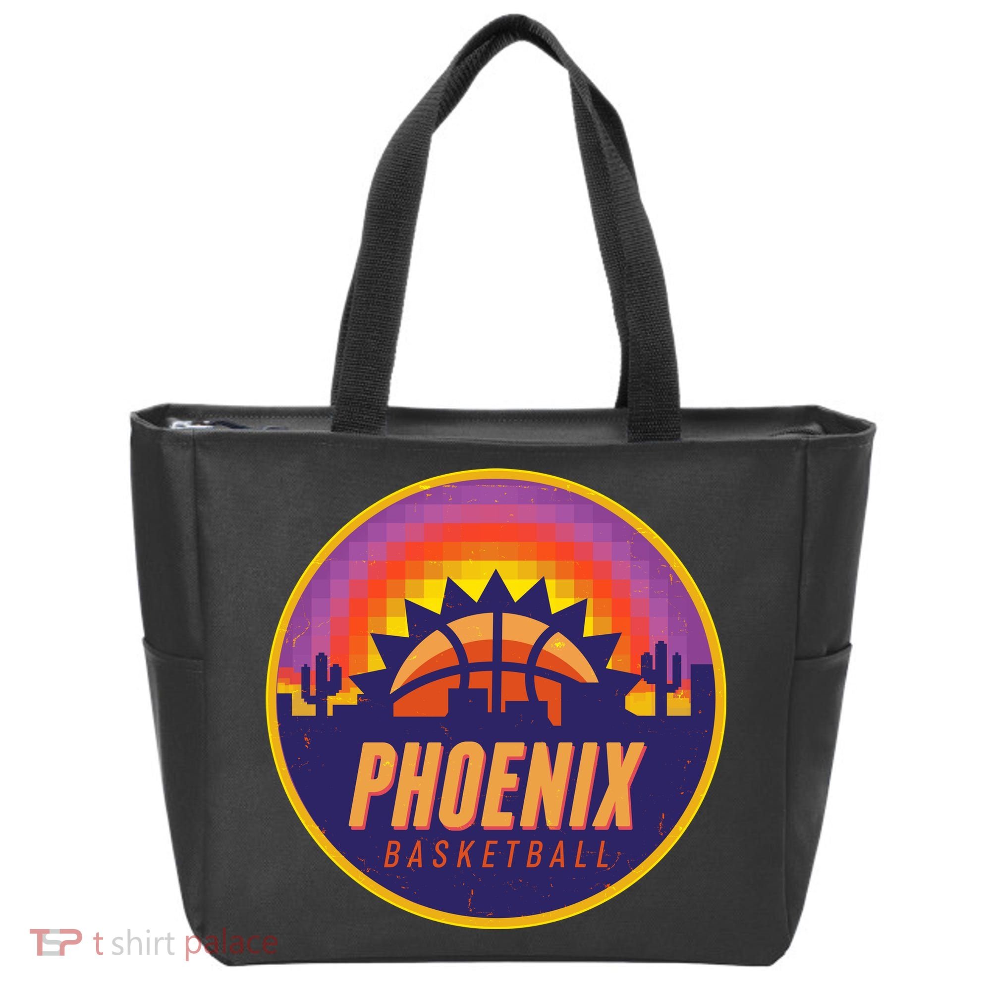 Phoenix Basketball Retro Logo Pixel Sunset Tote Bag