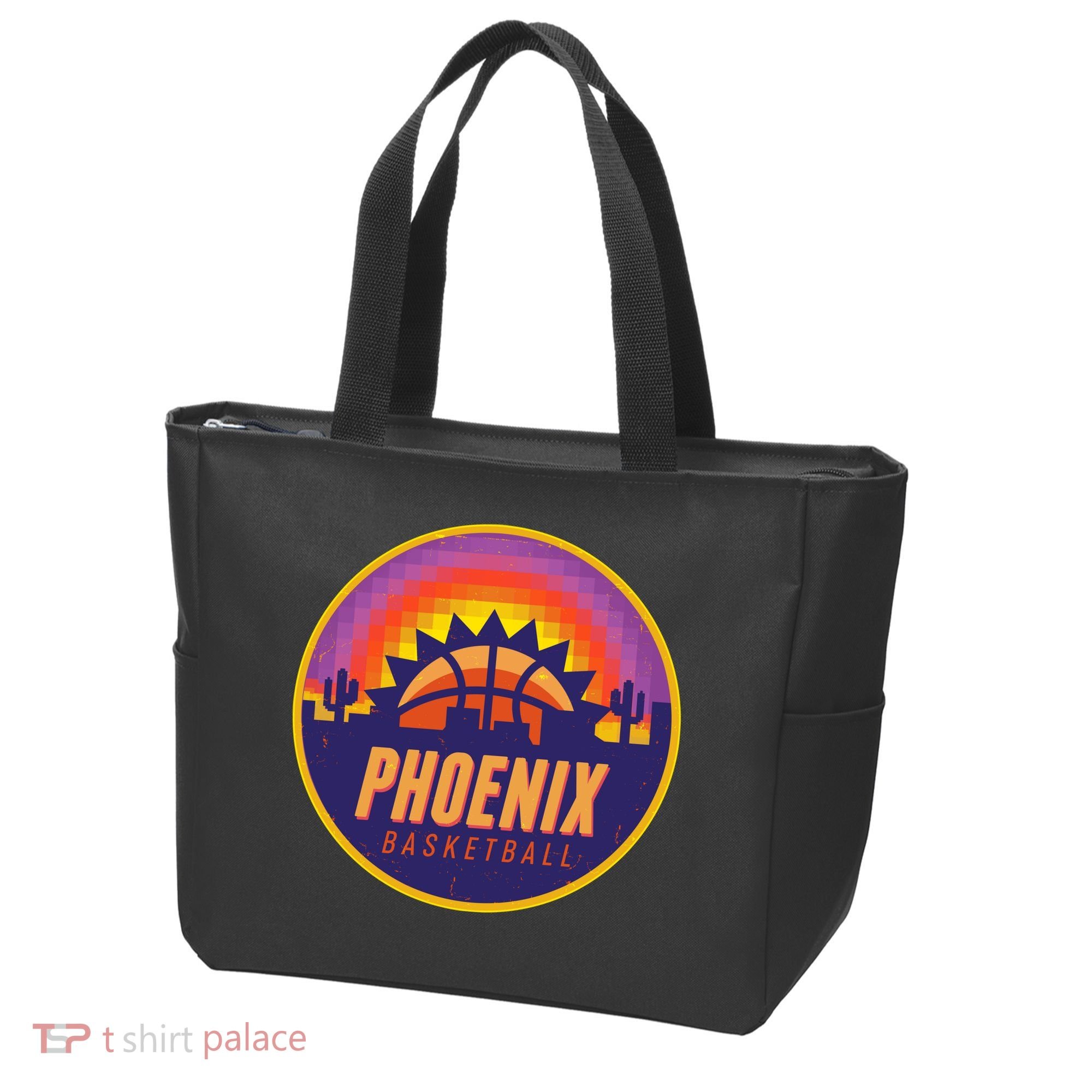 Phoenix Basketball Retro Logo Pixel Sunset Tote Bag