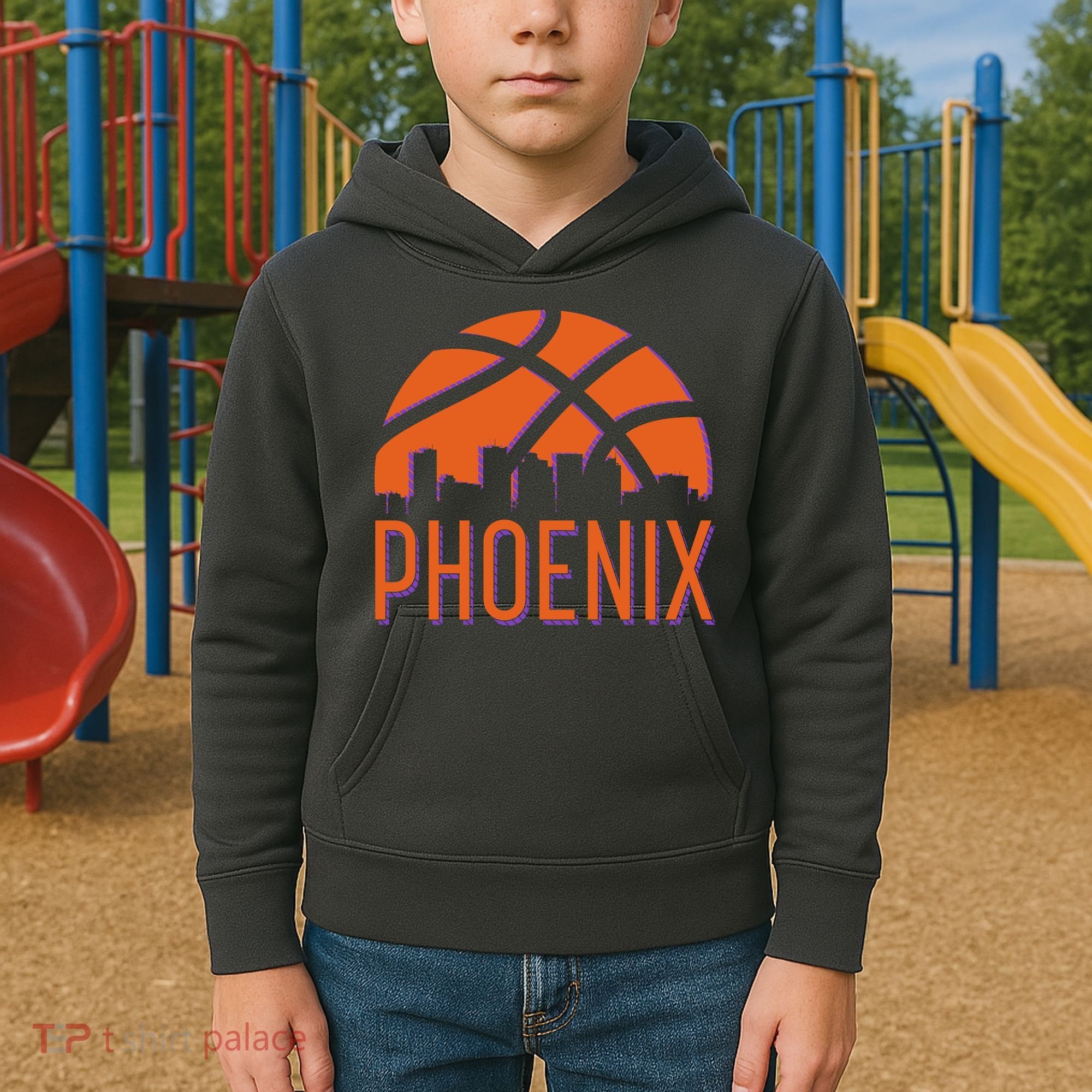 Phoenix Skyline Basketball Fan Kids Hoodie