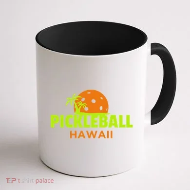 Pickleball Hawaii Palm Tree Gift Coffee Mug back