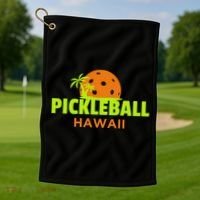 Pickleball Hawaii Palm Tree Gift Golf Towel thumb 1