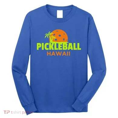 Pickleball Hawaii Palm Tree Gift Long Sleeve Shirt