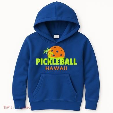 Pickleball Hawaii Palm Tree Gift Kids Hoodie