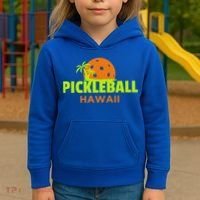 Pickleball Hawaii Palm Tree Gift Kids Hoodie thumb 3