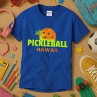 Pickleball Hawaii Palm Tree Gift Kids T-Shirt thumb 3