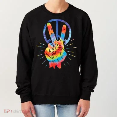 Peace Hand Peace Sign Tie Dye Women's Sweatshirt
