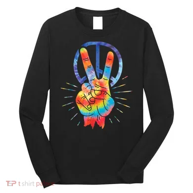 Peace Hand Peace Sign Tie Dye Long Sleeve Shirt