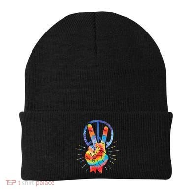 Peace Hand Peace Sign Tie Dye Beanie