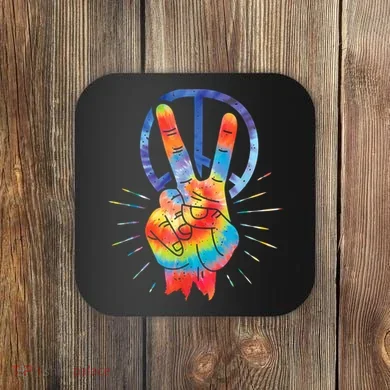 Peace Hand Peace Sign Tie Dye Coaster