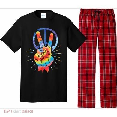 Peace Hand Peace Sign Tie Dye Pajama Set