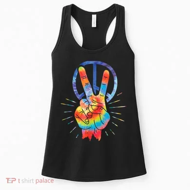 Peace Hand Peace Sign Tie Dye Women's Tank Top