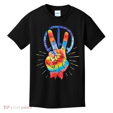 Peace Hand Peace Sign Tie Dye Kids T-Shirt