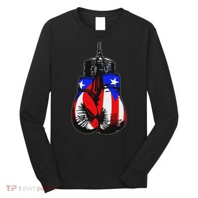 Proud Heritage Puerto Rico Flag Boxing Gloves Long Sleeve Shirt