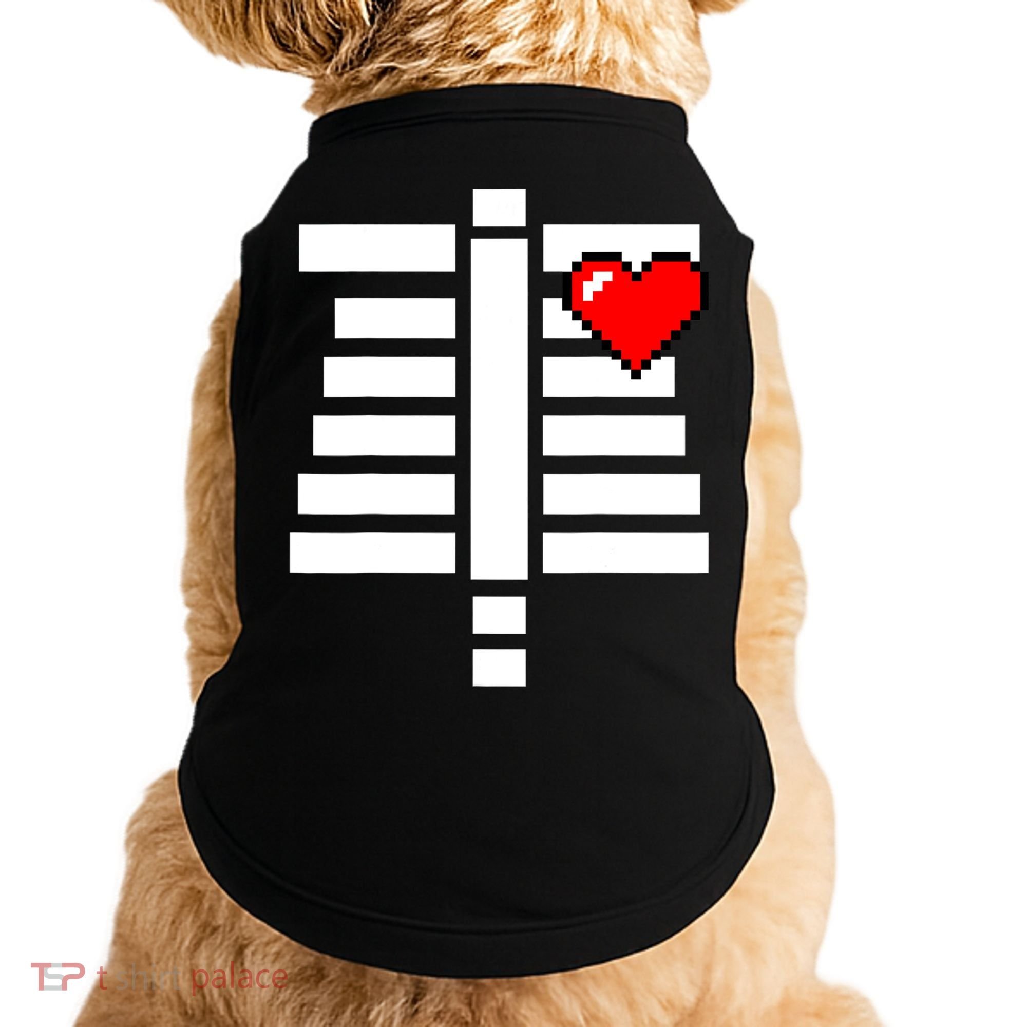 Pixelated Heart Pixel Skeleton Costume Halloween Gaming Doggie Tank