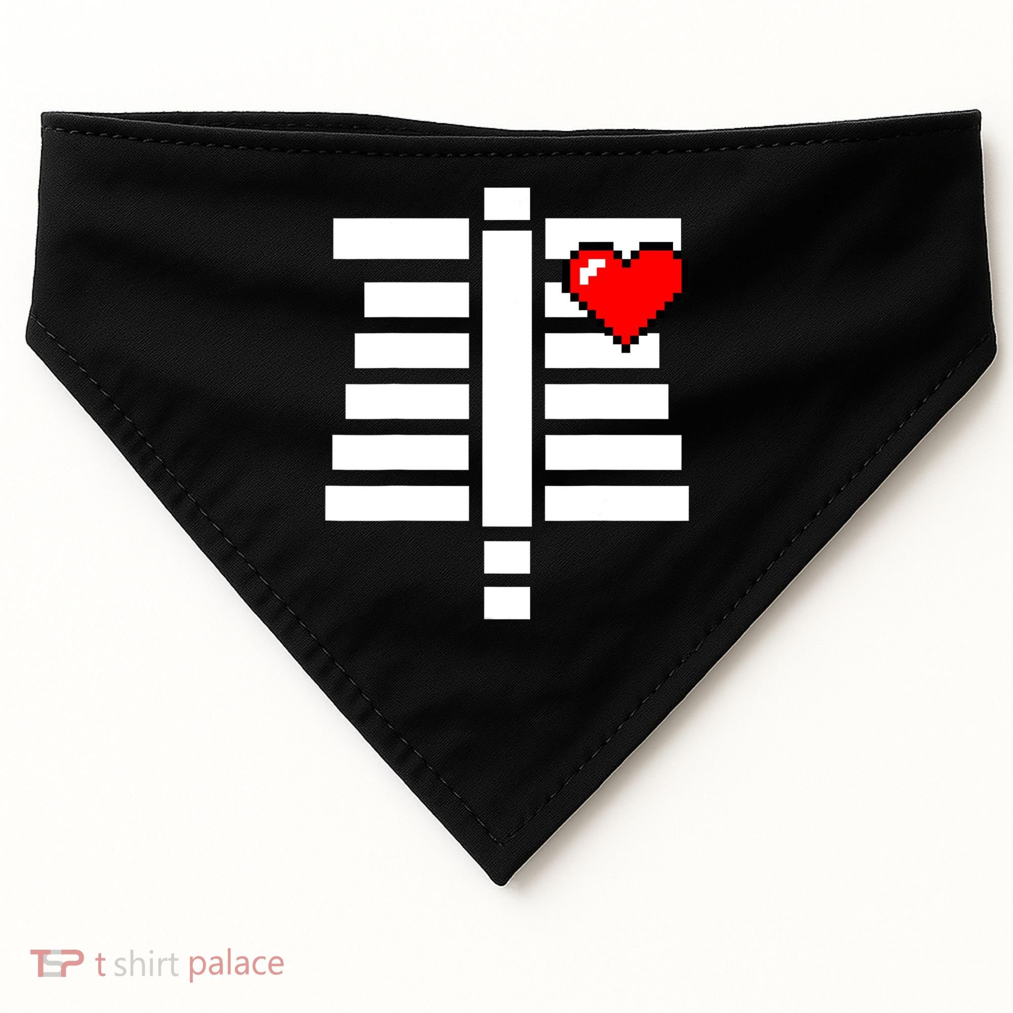 Pixelated Heart Pixel Skeleton Costume Halloween Gaming USA-Made Doggie Bandana