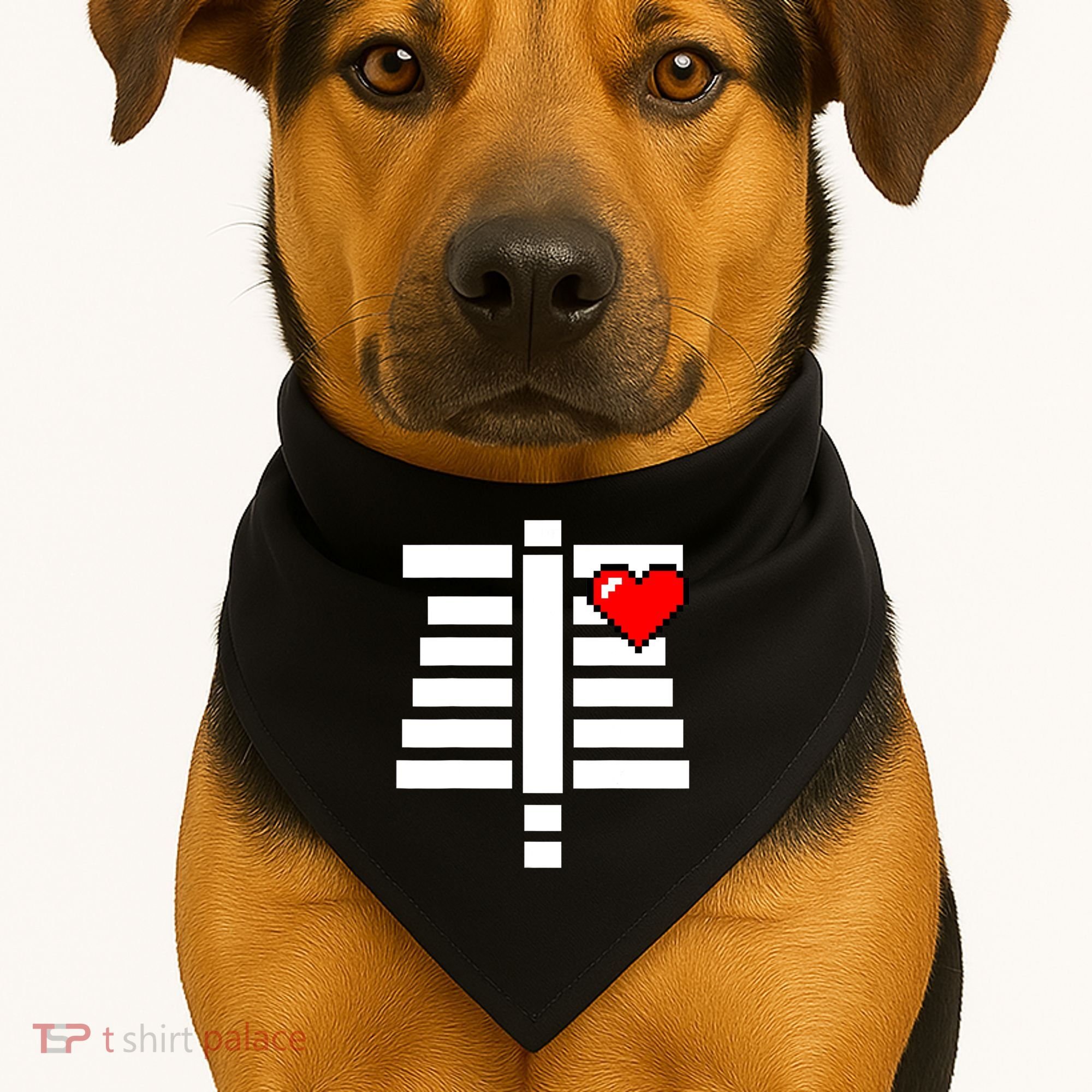 Pixelated Heart Pixel Skeleton Costume Halloween Gaming USA-Made Doggie Bandana