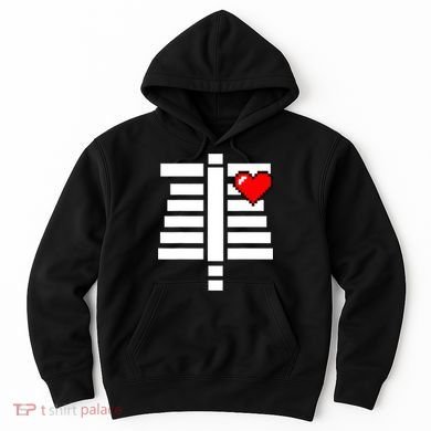 Pixelated Heart Pixel Skeleton Costume Halloween Gaming Hoodie