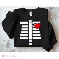 Pixelated Heart Pixel Skeleton Costume Halloween Gaming Sweatshirt thumb 2