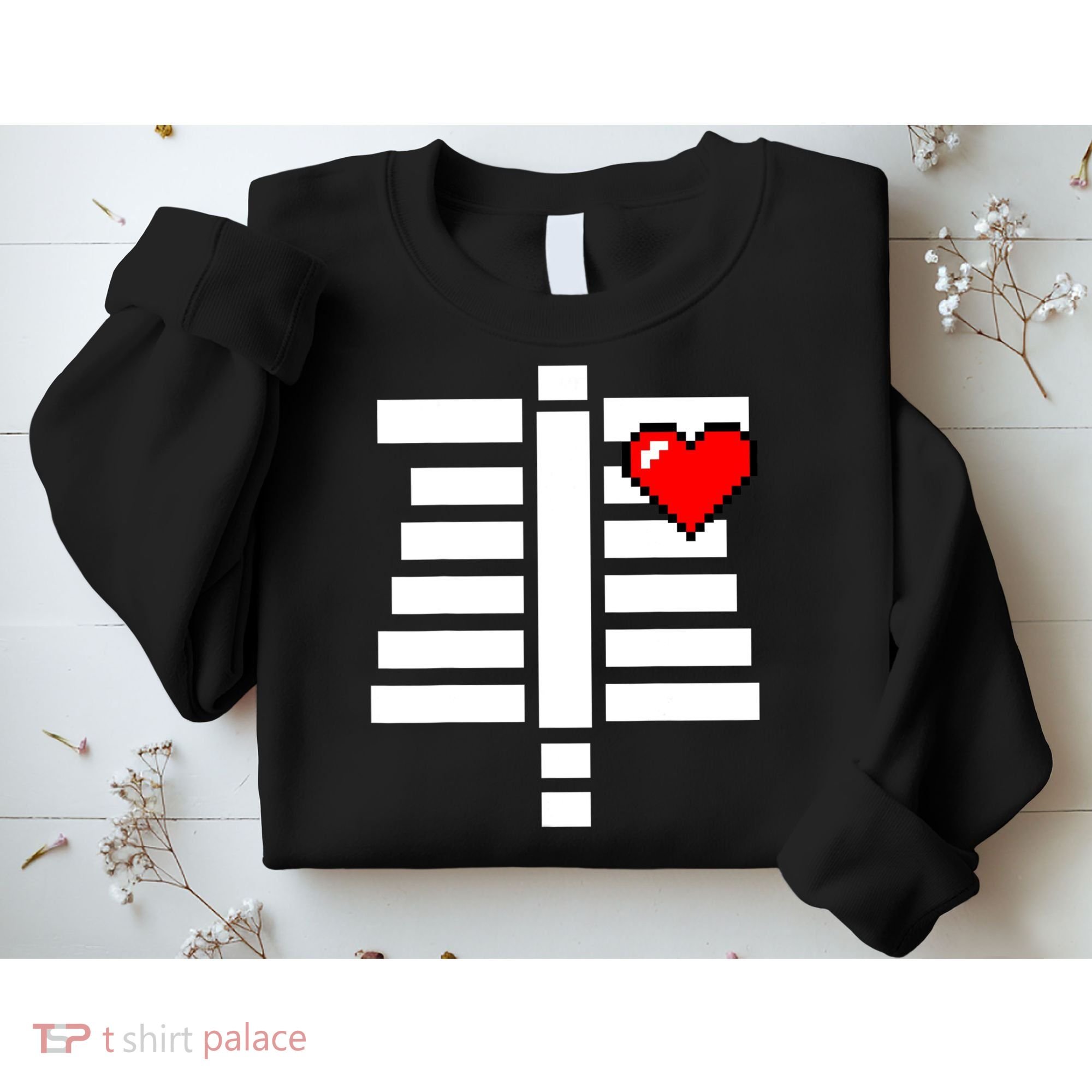 Pixelated Heart Pixel Skeleton Costume Halloween Gaming Sweatshirt