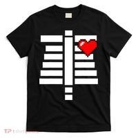 Pixelated Heart Pixel Skeleton Costume Halloween Gaming T-Shirt thumb 0