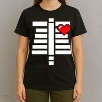 Pixelated Heart Pixel Skeleton Costume Halloween Gaming T-Shirt thumb 4