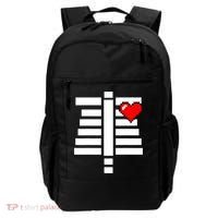 Pixelated Heart Pixel Skeleton Costume Halloween Gaming Backpack thumb 0