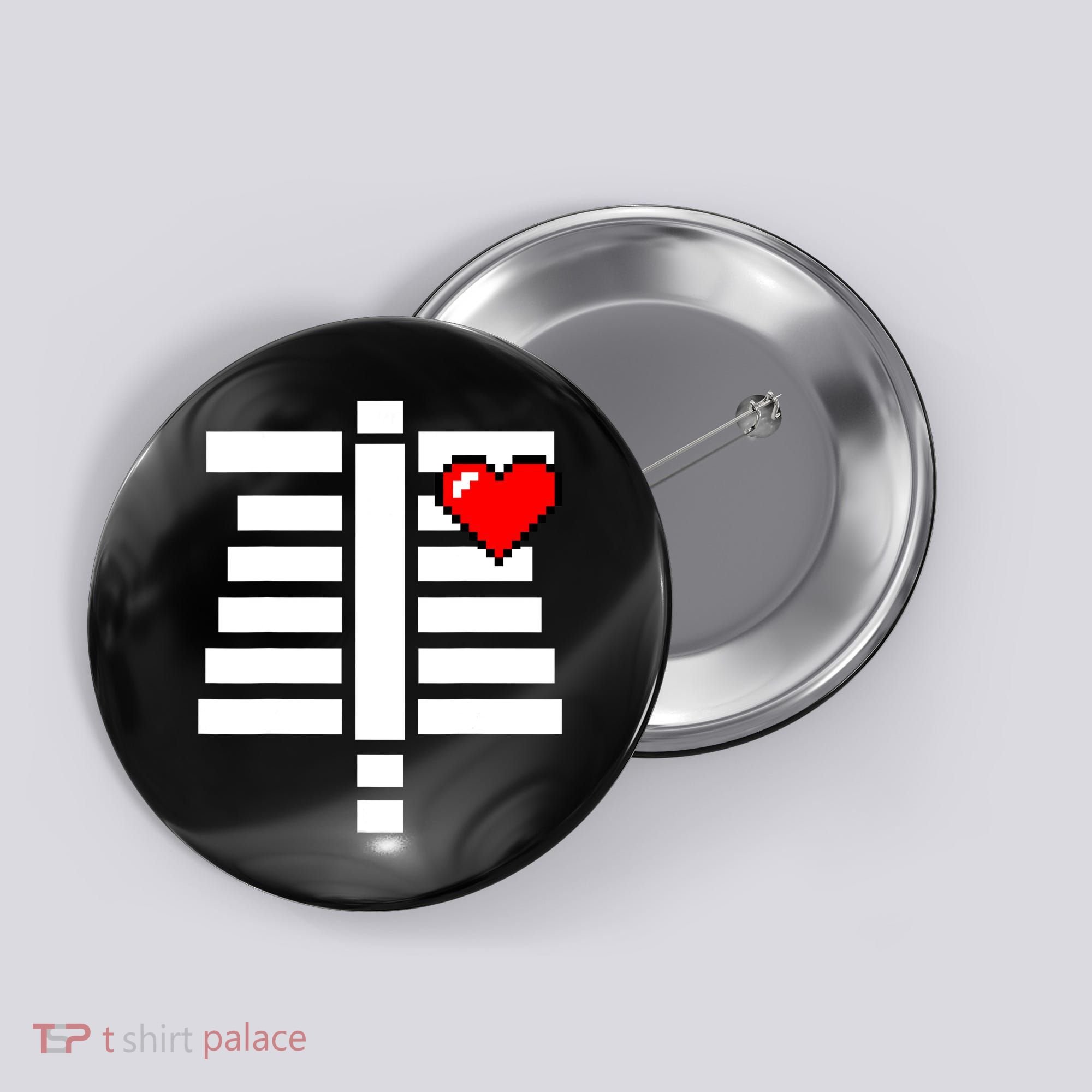 Pixelated Heart Pixel Skeleton Costume Halloween Gaming Button