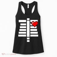 Pixelated Heart Pixel Skeleton Costume Halloween Gaming Women's Tank Top thumb 0